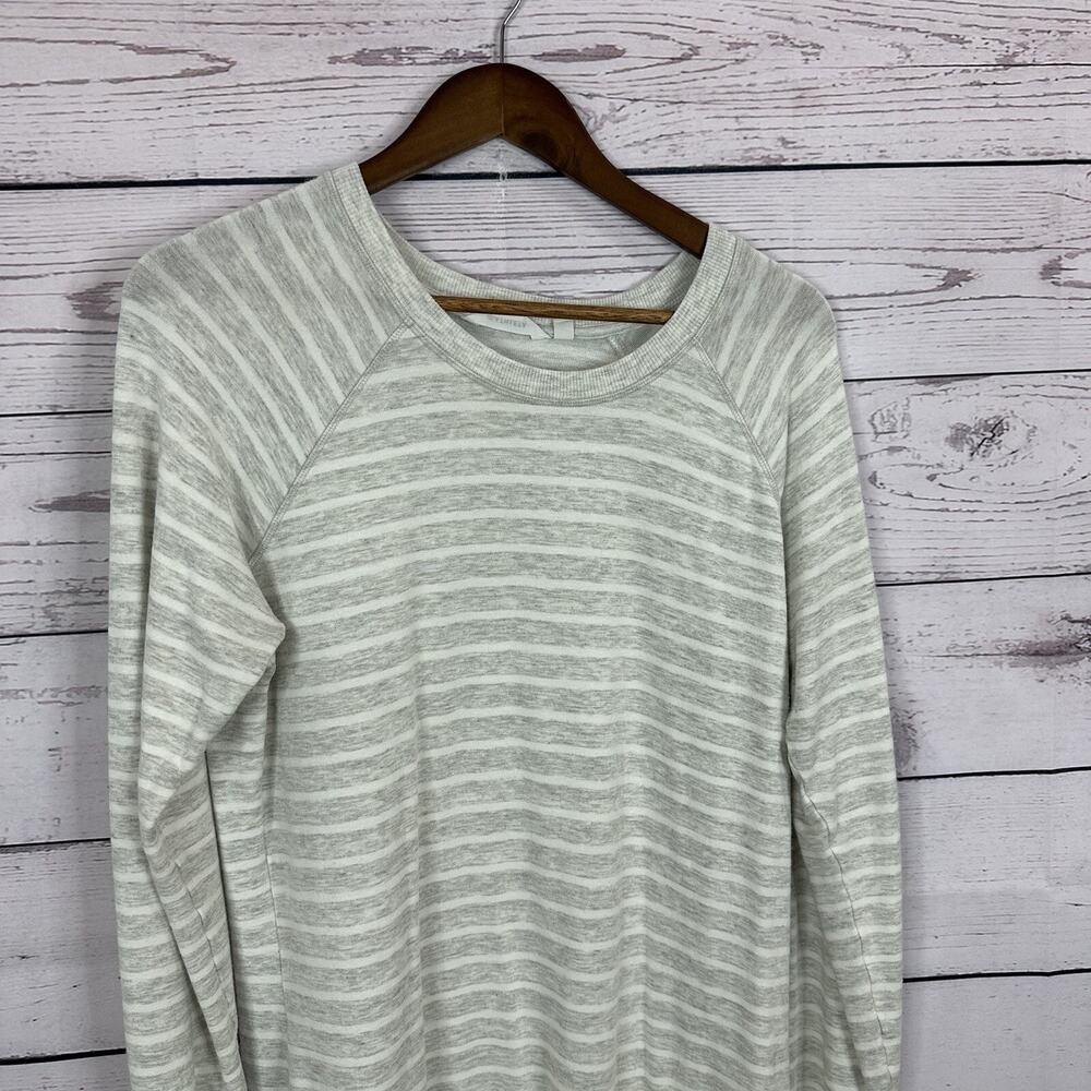 Athleta Dress Womens Large Gray Striped Criss Cross Sweatshirt Lagenlook Casual - Picture 2 of 15